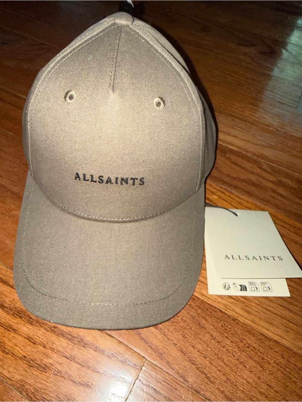 NWT All Saints khaki green Logo Baseball Cap